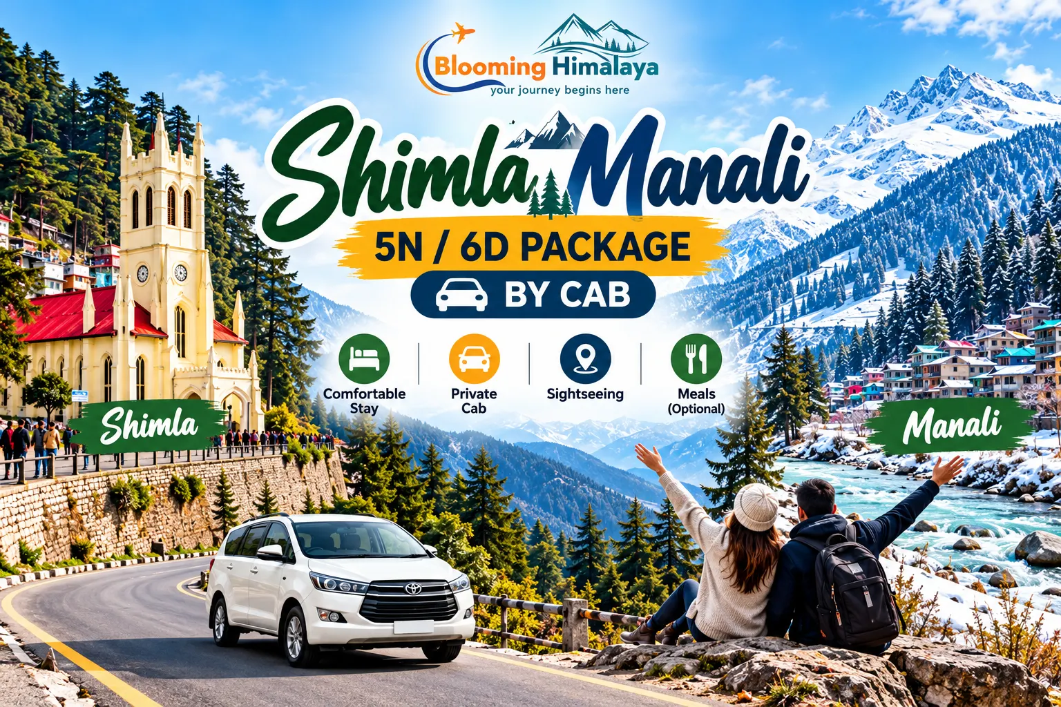 5N/6D Shimla Manali Package by Cab (Overnight Volvo from Delhi + Private Cab)
