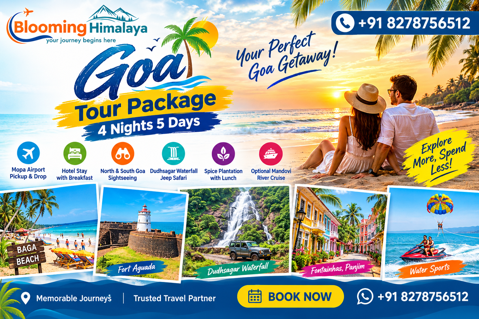 Goa Tour Package 4 Nights 5 Days with Dudhsagar & Sightseeing